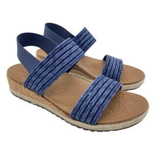 Skechers Cali Breezie Busy Bee Sandals 8 Embellished Sparkly Navy Low Wedge